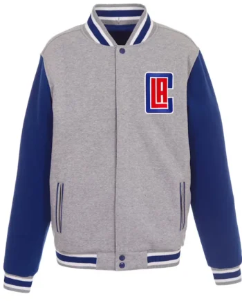 A Clippers Gray and Royal Varsity Wool Jacket - Modajacket
