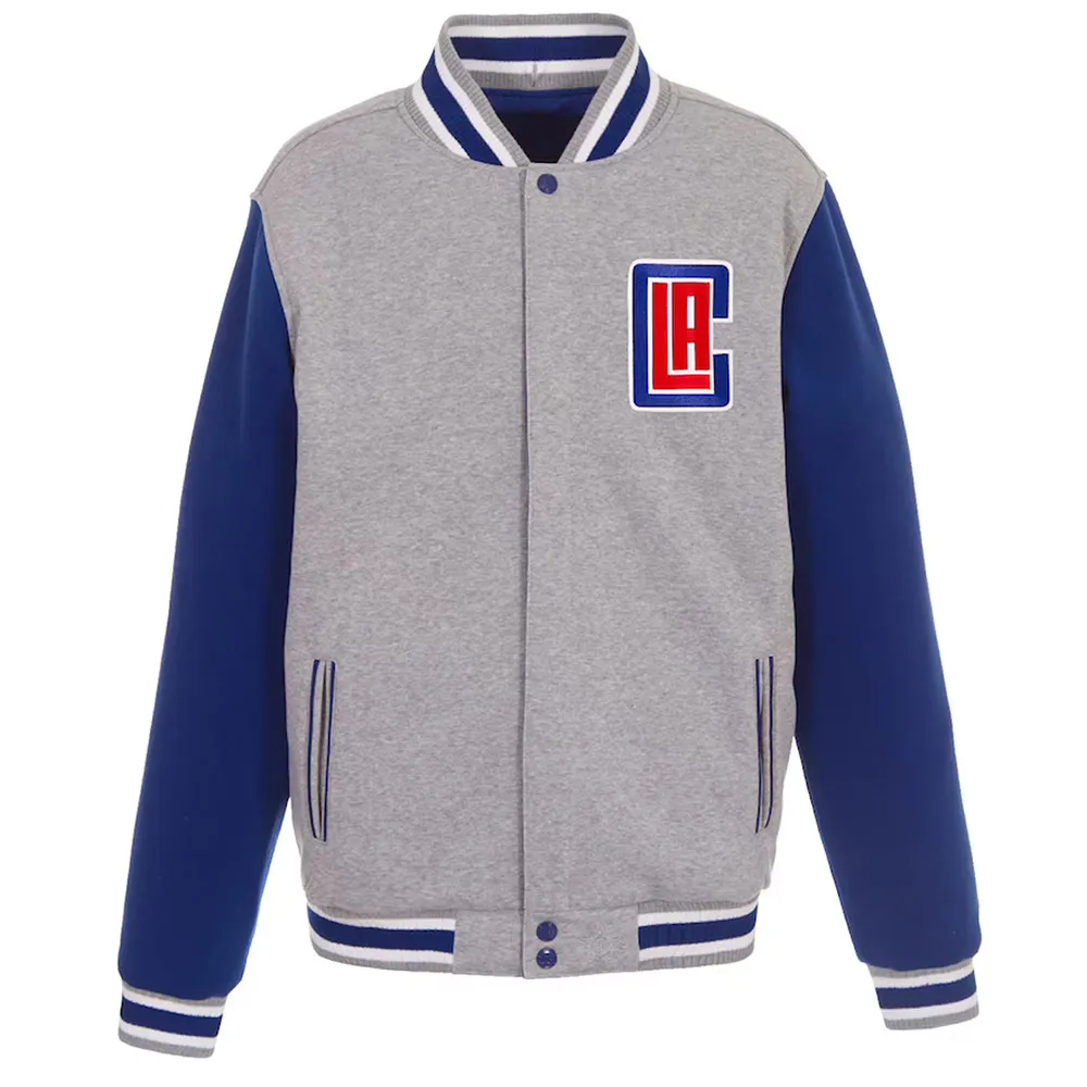 A Clippers Gray and Royal Varsity Wool Jacket 1 A Clippers Gray and Royal Varsity Wool Jacket - Modajacket