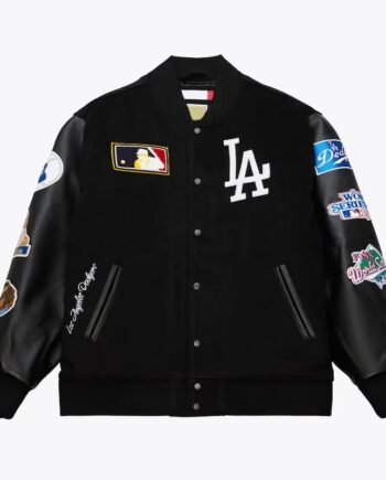 LA Dodgers Black Out Vintage Logo Varsity Jacket - Modajacket