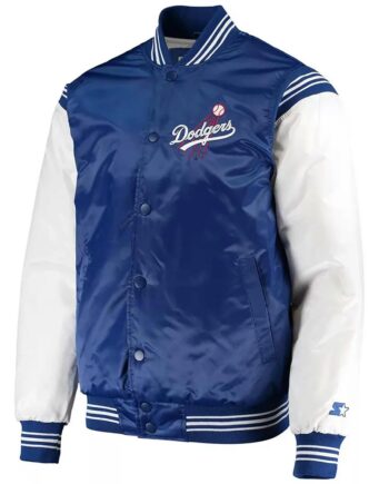 Los Angeles Dodgers Enforce Varsity Blue White Satin Jacket - Modajacket