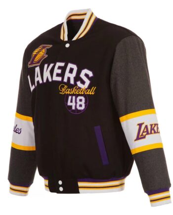 LA Lakers Black and Charcoal Varsity Wool Jacket - Modajacket