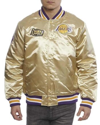 LA Lakers Championship Game Gold Satin Jacket - Modajacket