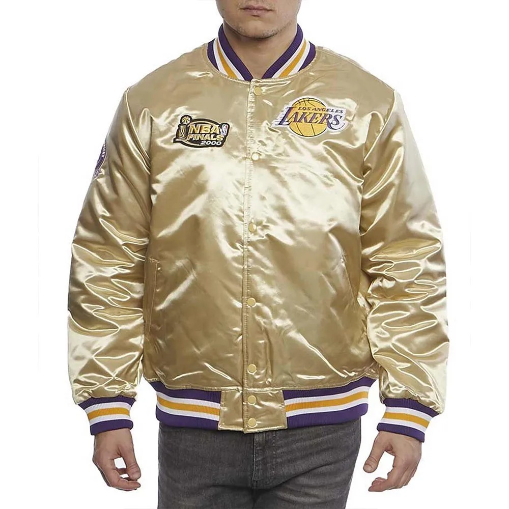 LA Lakers Championship Game Gold Satin Jacket 1 LA Lakers Championship Game Gold Satin Jacket - Modajacket