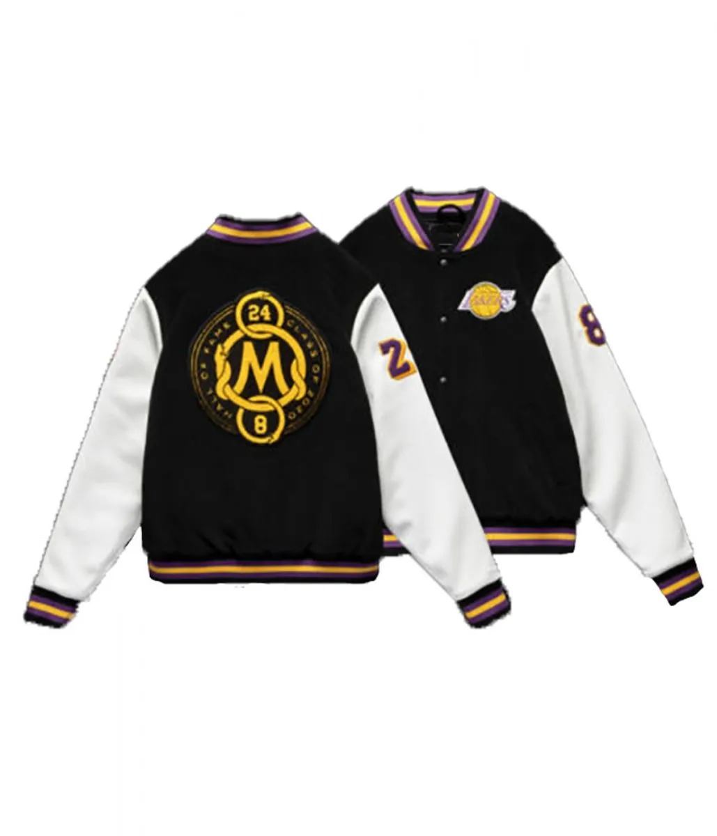 LA Lakers Black Mamba Hall of Fame Kobe Bryant Varsity Jacket 3 LA Lakers Black Mamba Hall of Fame Kobe Bryant Varsity Jacket