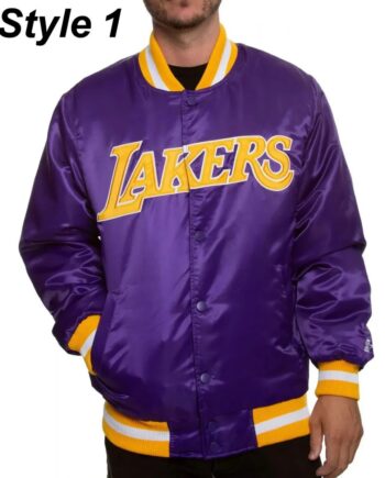 Bomber LA Lakers Purple Satin Jacket - Modajacket