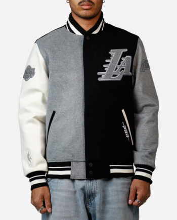 LA Lakers Reverse French Terry Varsity Wool Jacket - Modajacket