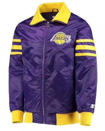 LA Lakers The Captain II Purple Varsity Satin Jacket - Modajacket