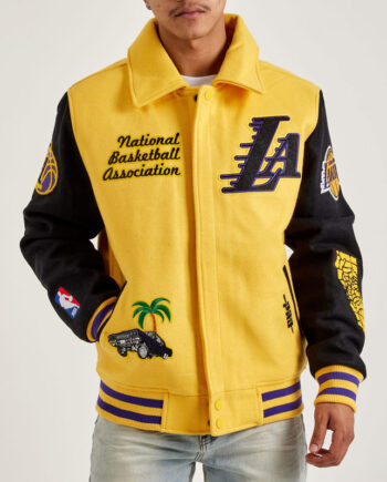 LA Lakers Yellow and Black Varsity Wool Jacket - Modajacket