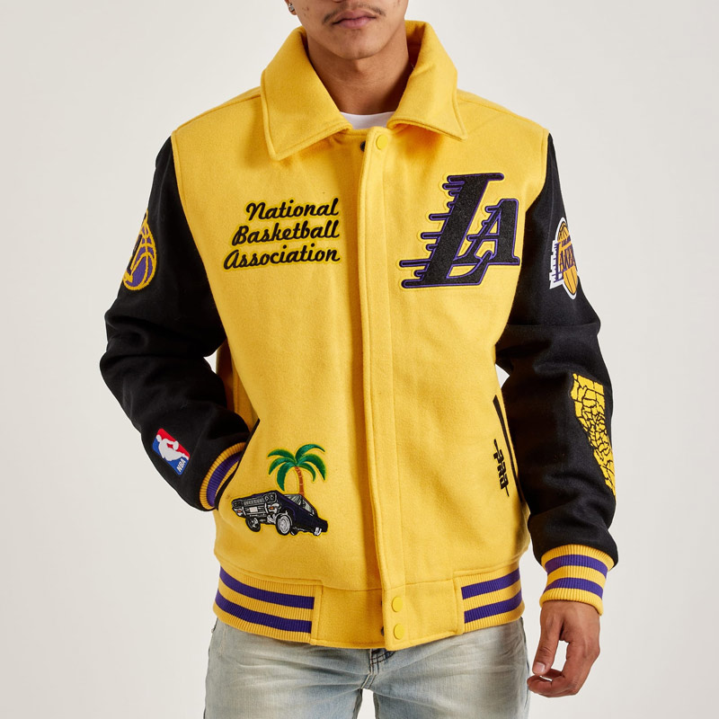 LA Lakers Yellow and Black Varsity Wool Jacket 1 LA Lakers Yellow and Black Varsity Wool Jacket - Modajacket