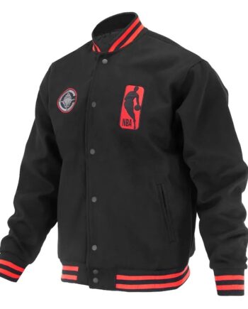 LA Clippers Logoman Shadow Black Varsity Jacket - Modajacket