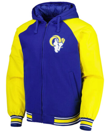 LA Rams Defender Royal Hoodie Varsity Jacket - Modajacket