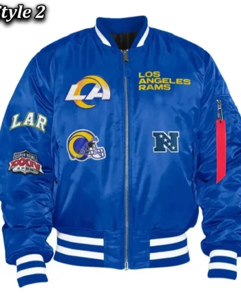 LA Rams Bomber MA-1 Royal Satin Jacket - Modajacket
