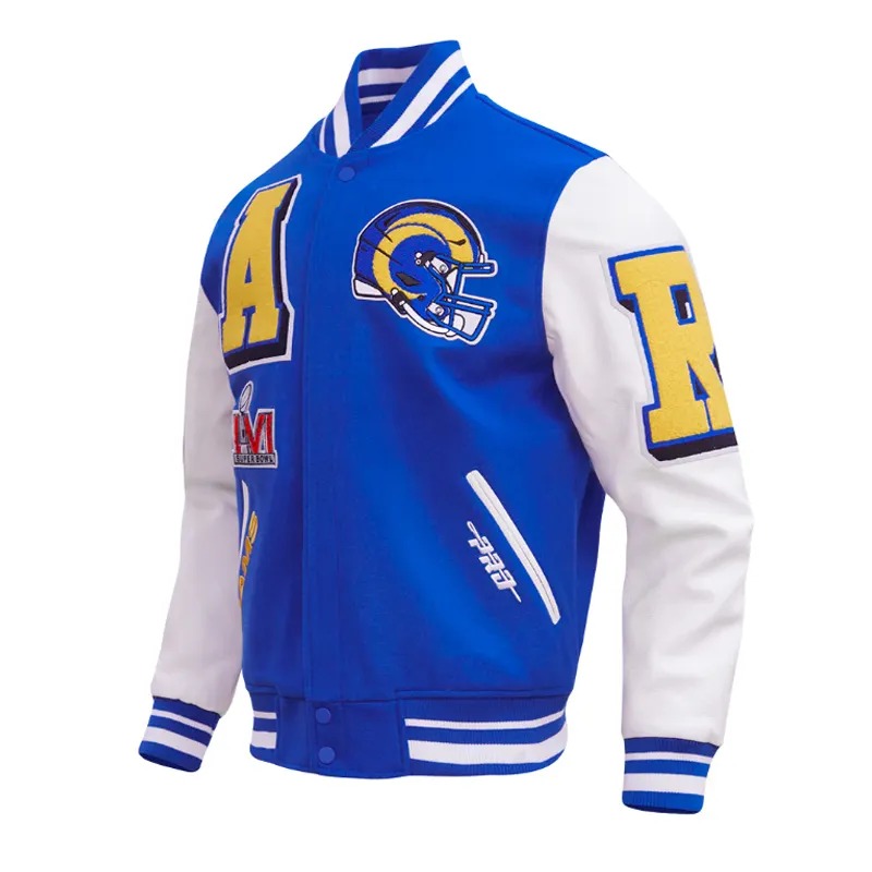 LA Rams Mashup Rib Varsity Wool Leather Varsity Jacket 2 LA Rams Mashup Rib Varsity Wool Leather Varsity Jacket