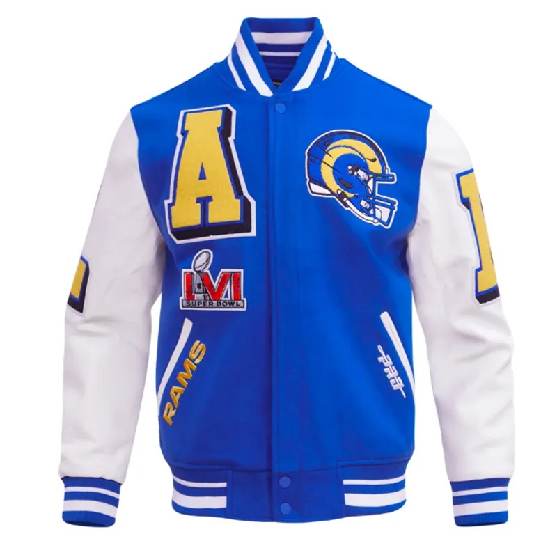 LA Rams Mashup Rib Varsity Wool Leather Varsity Jacket 1 LA Rams Mashup Rib Varsity Wool Leather Varsity Jacket - Modajacket