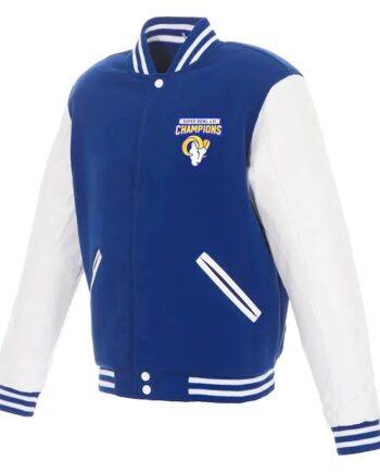 Super Bowl LVI Champs LA Rams Blue/White Varsity Jacket - Modajacket