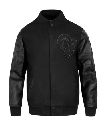 LA Rams Triple Black Varsity Wool/Leather Jacket - Modajacket