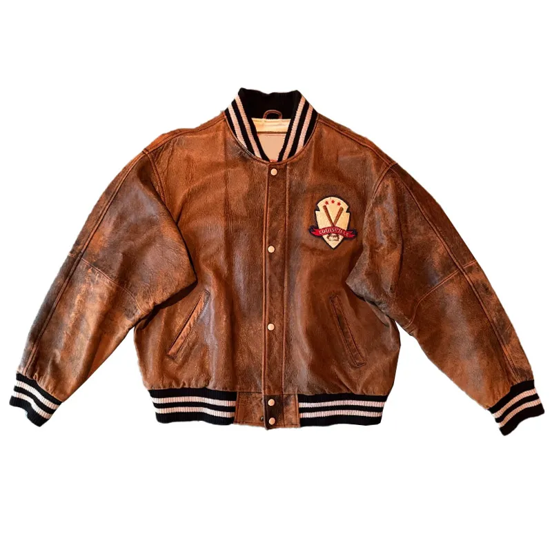 Louisville Slugger Varsity Brown Leather Jacket 1 Louisville Slugger Varsity Brown Leather Jacket - Modajacket