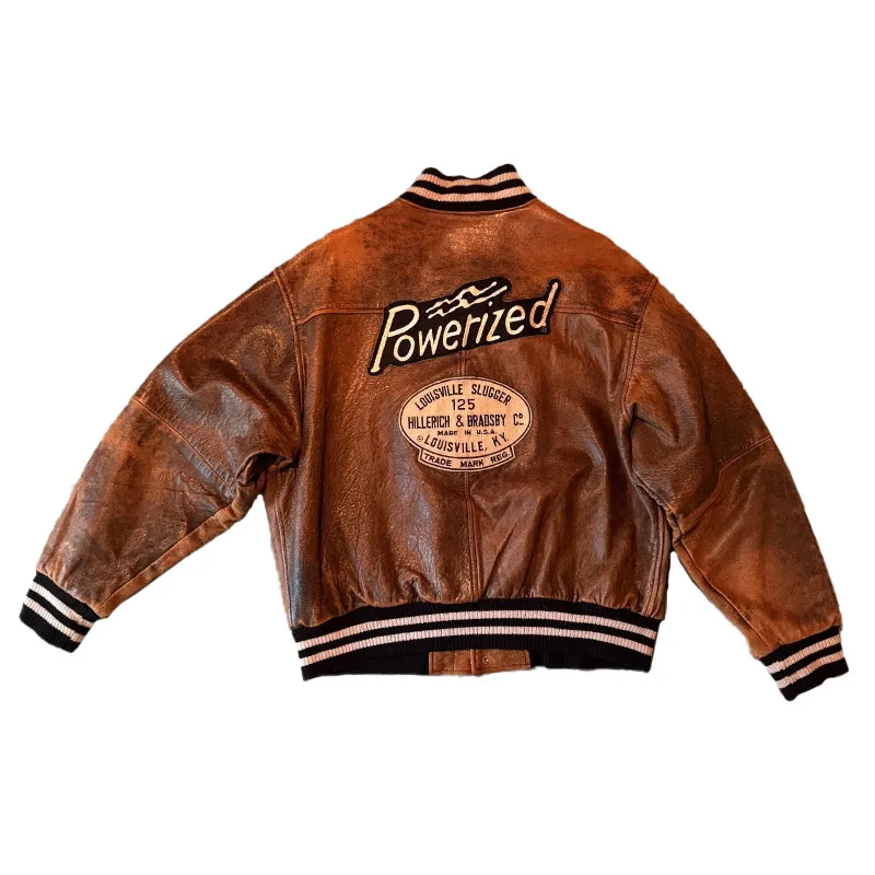 Louisville Slugger Varsity Brown Leather Jacket 2 Louisville Slugger Varsity Brown Leather Jacket
