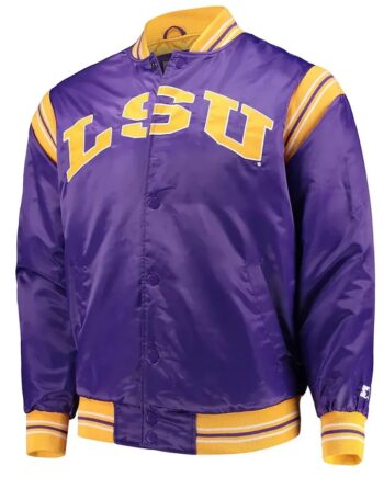 LSU Tigers The Enforcer Purple Varsity Satin Jacket - Modajacket