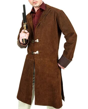 Firefly Malcolm Reynolds Trench Coat Brown Leather Captain Coat - Modajacket