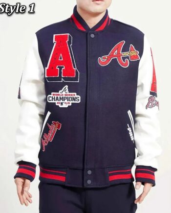 Atlanta Braves Mash Up Navy and White Varsity Jacket - Modajacket