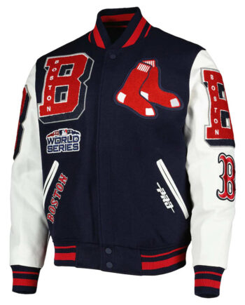 Varsity Boston Red Sox Mash Up Navy Blue White Jacket - Modajacket