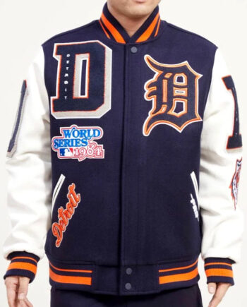 Detroit Tigers Mash Up White and Navy Blue Varsity Jacket - Modajacket