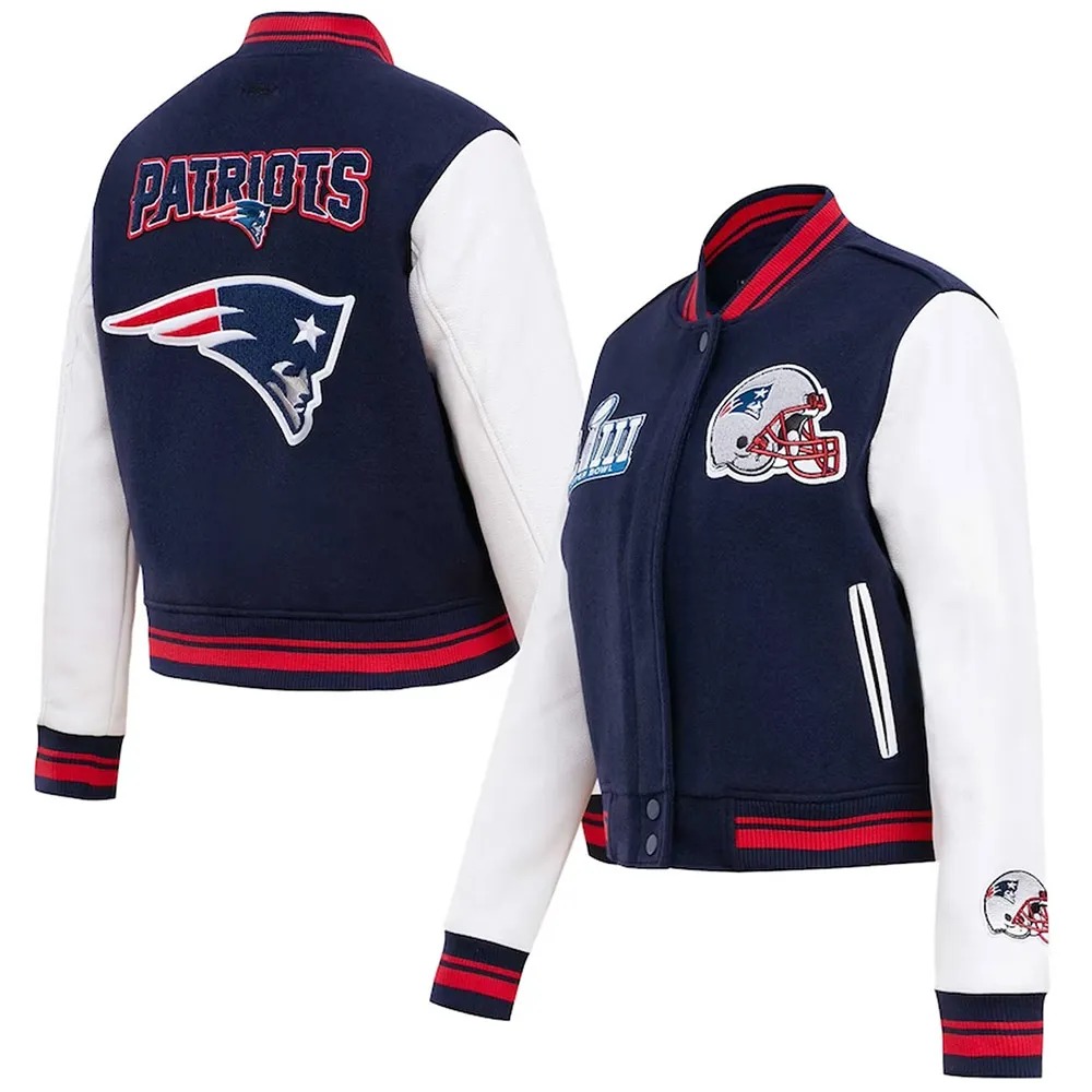 Mash Up New England Patriots Varsity Navy and White Jacket 3 Mash Up New England Patriots Varsity Navy and White Jacket