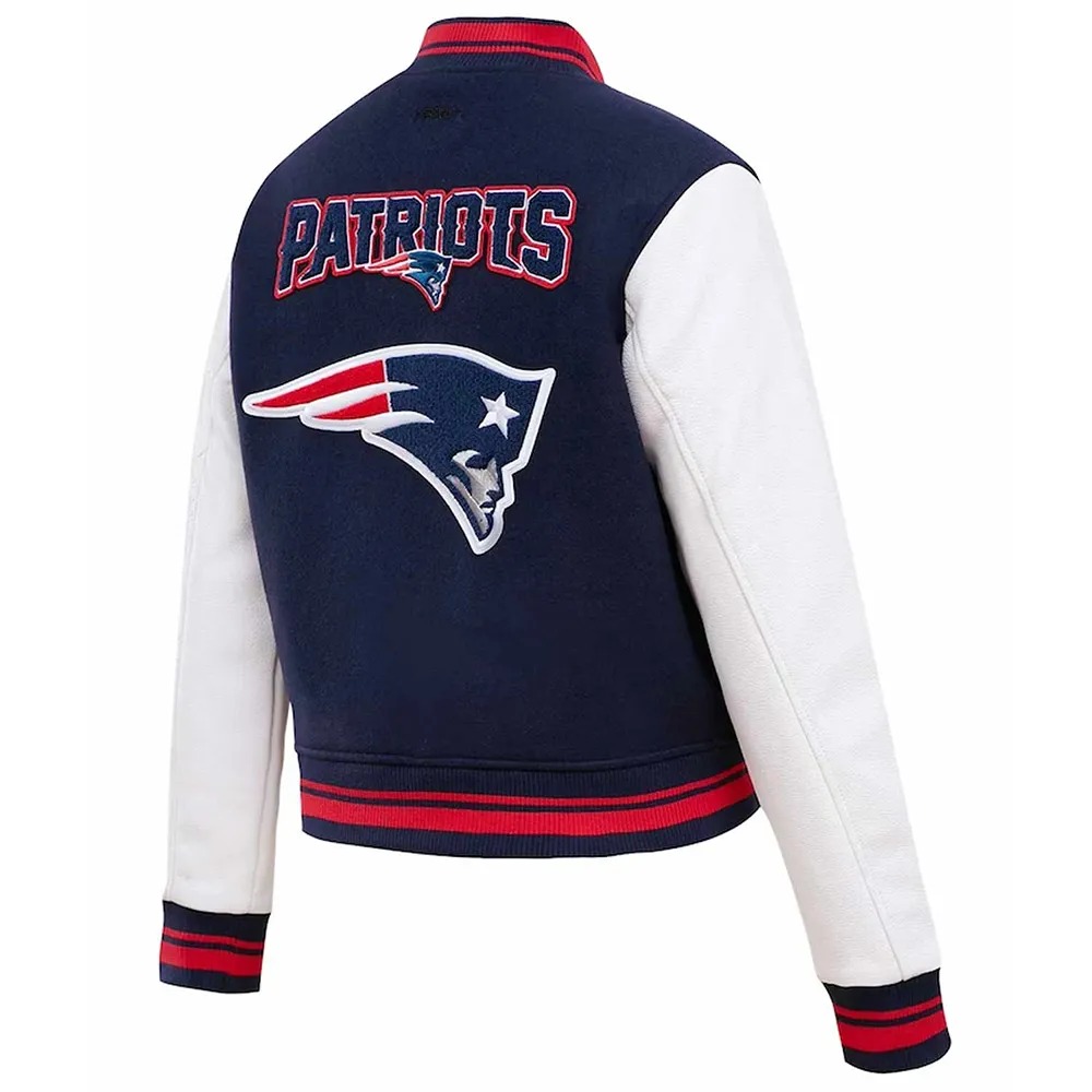Mash Up New England Patriots Varsity Navy and White Jacket 2 Mash Up New England Patriots Varsity Navy and White Jacket