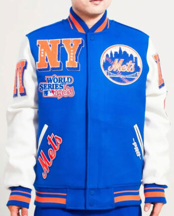 Varsity New York Mets Mash Up Royal Blue White Jacket - Modajacket