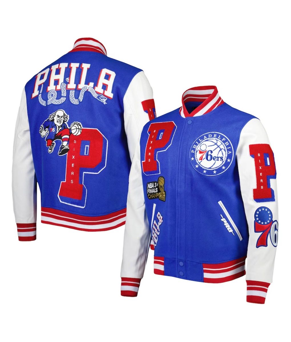Mash Up Philadelphia 76ers Capsule Royal Varsity Jacket 3 Mash Up Philadelphia 76ers Capsule Royal Varsity Jacket