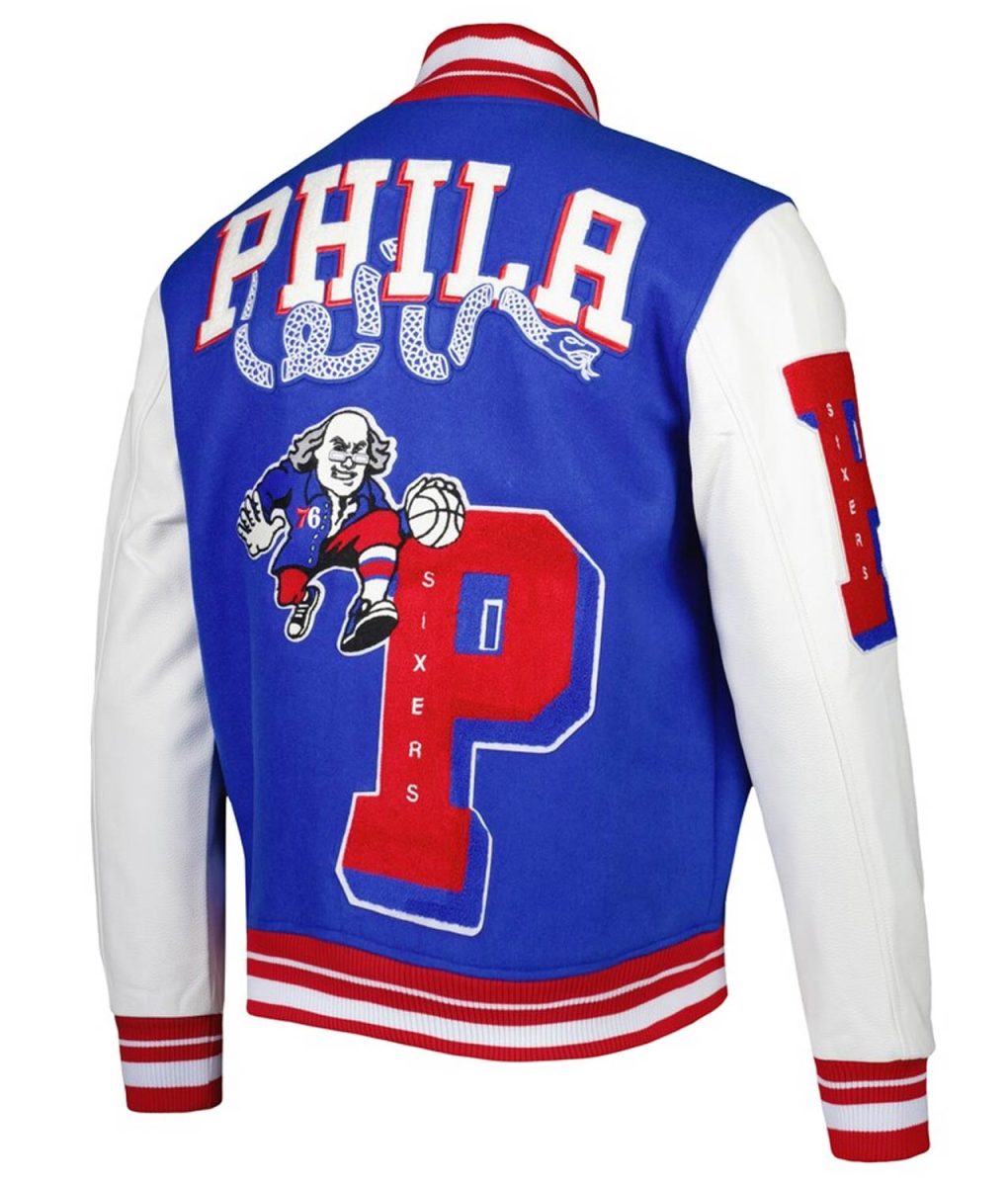 Mash Up Philadelphia 76ers Capsule Royal Varsity Jacket 2 Mash Up Philadelphia 76ers Capsule Royal Varsity Jacket