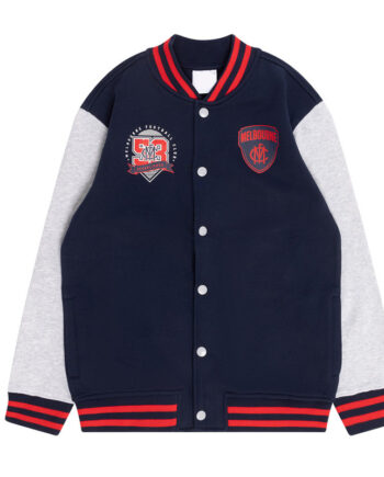 Melbourne Demons Navy and Gray Varsity Fleece Jacket - Modajacket