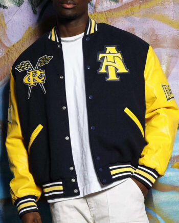 Mens North Carolina A&T State University Black and Yellow Varsity Jacket - Modajacket