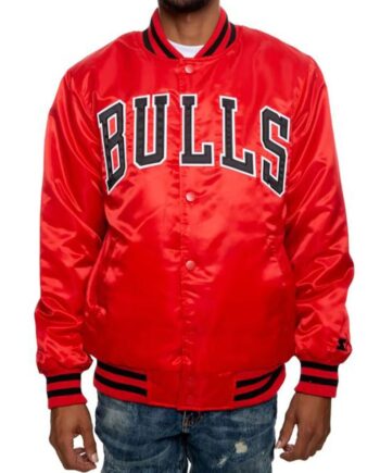 Men Chicago Bulls Red Satin Jacket - Modajacket