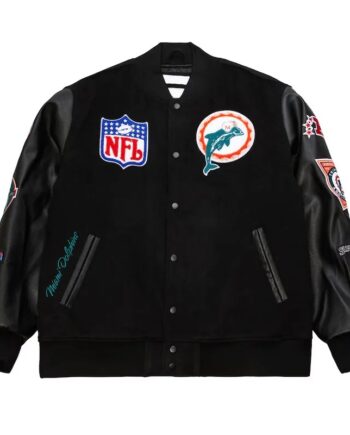 Miami Dolphins Black Out Vintage Logo Varsity Jacket - Modajacket