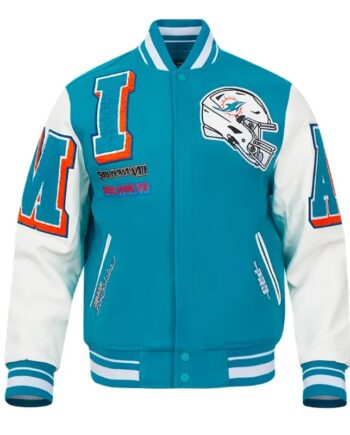 Miami Dolphins Mashup Rib Varsity Wool/Leather Jacket - Modajacket