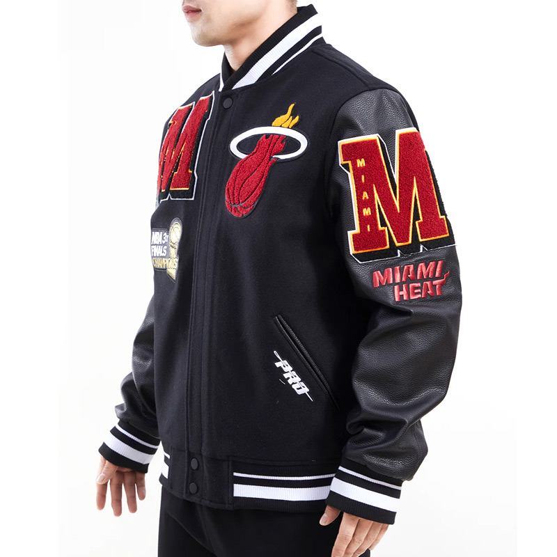 Miami Heat Mashup Logo Black Varsity Jacket 3 Miami Heat Mashup Logo Black Varsity Jacket