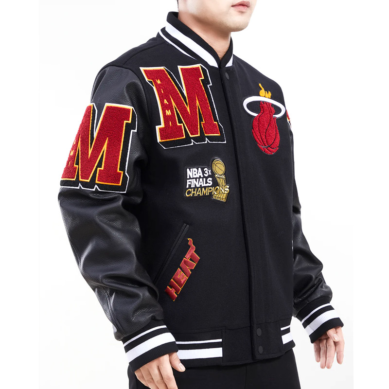 Miami Heat Mashup Logo Black Varsity Jacket 4 Miami Heat Mashup Logo Black Varsity Jacket