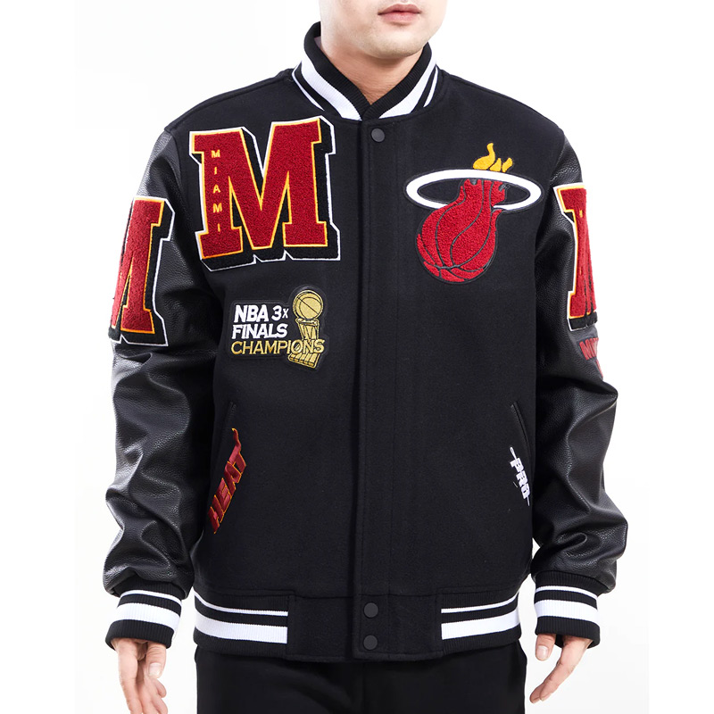 Miami Heat Mashup Logo Black Varsity Jacket 1 Miami Heat Mashup Logo Black Varsity Jacket - Modajacket