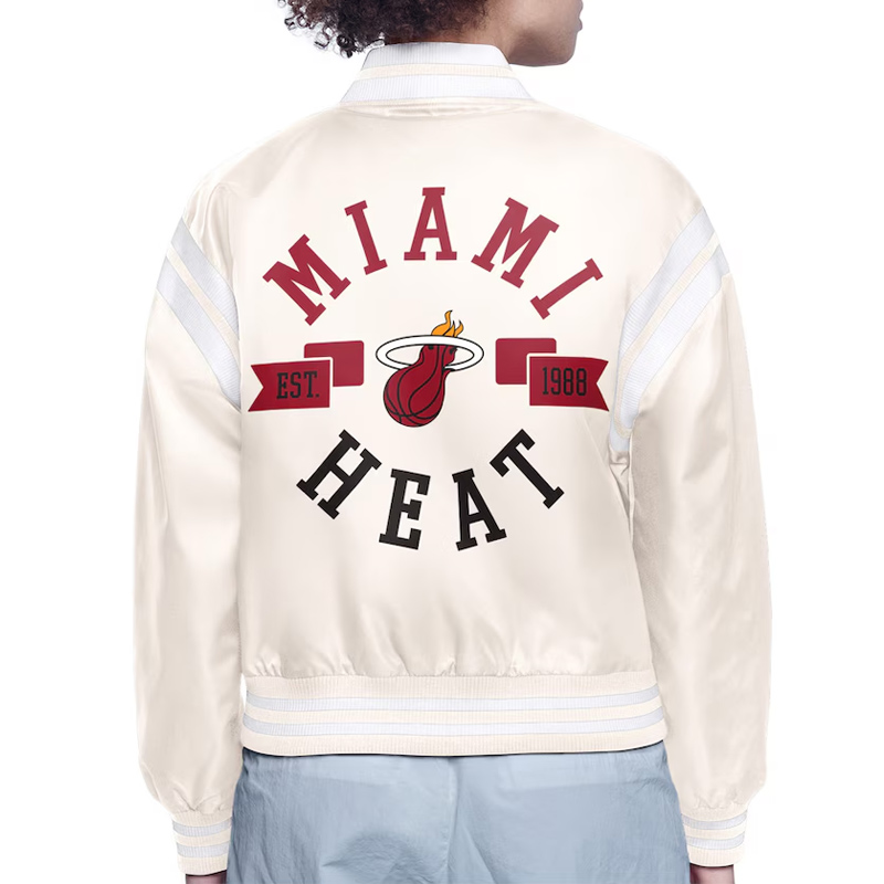 Miami Heat Printed Logo Varsity Satin Jacket 4 Miami Heat Printed Logo Varsity Satin Jacket