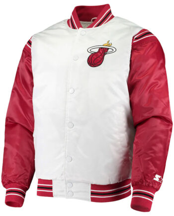 Miami Heat Renegade White Red Varsity Satin Jacket - Modajacket