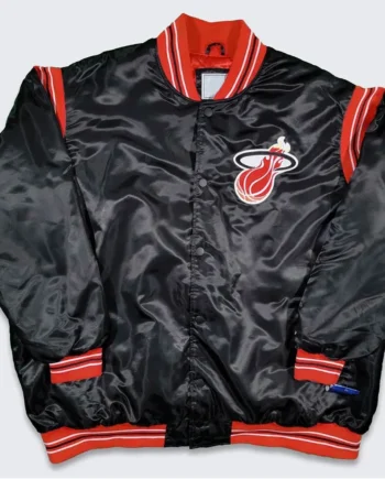 Miami Heat Teddy Black Varsity Satin Jacket - Modajacket