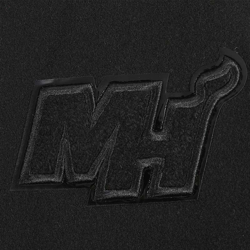 Miami Heat Triple Black Varsity Wool/Leather Jacket 7 Miami Heat Triple Black Varsity Wool/Leather Jacket