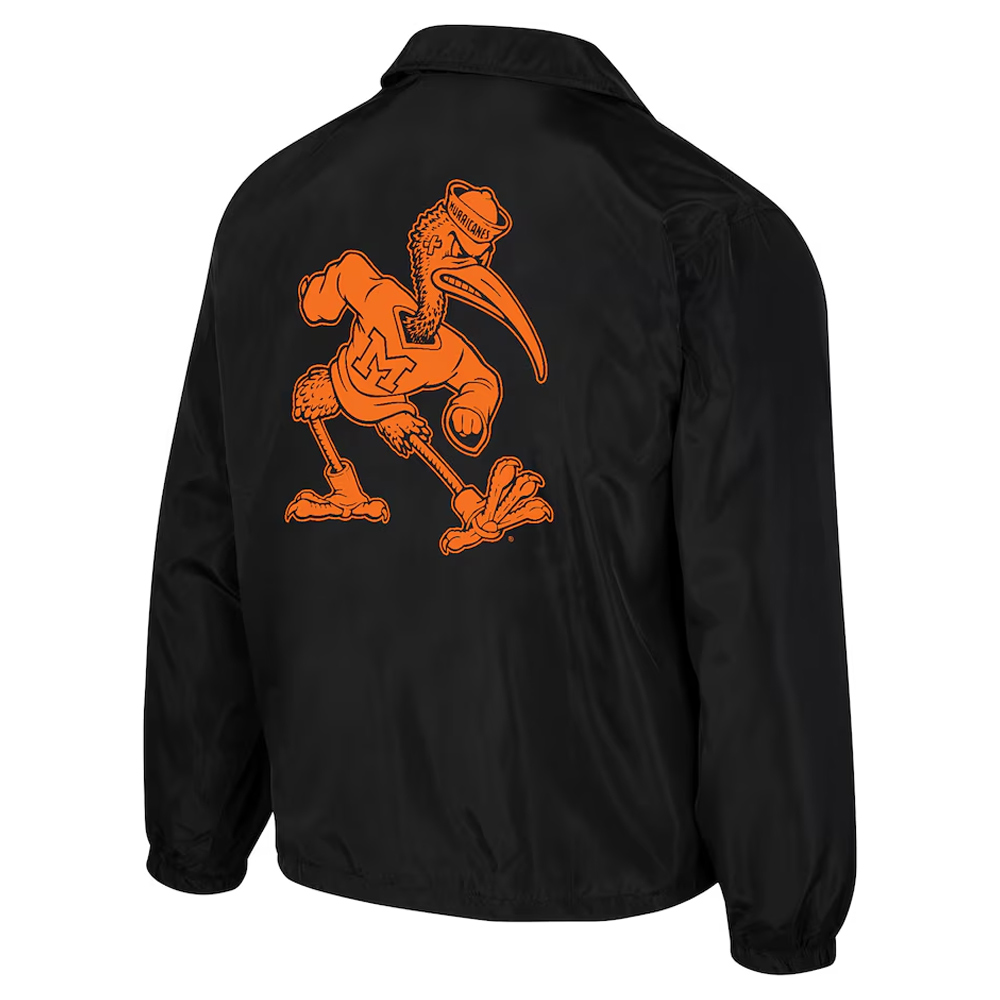 Miami Hurricanes Black Coaches Jacket 2 Miami Hurricanes Black Coaches Jacket