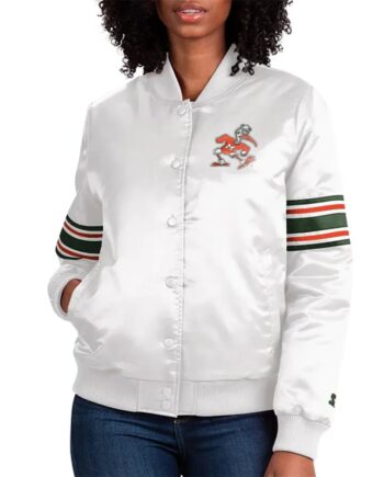 Striped Miami Hurricanes Satin Jacket - Modajacket