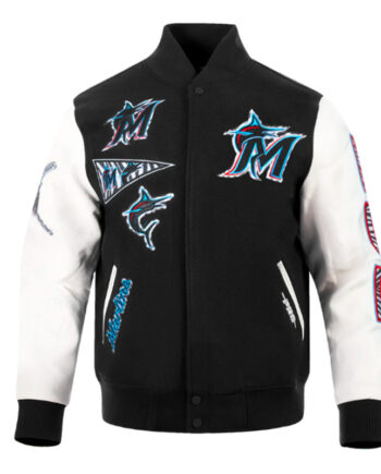Miami Marlins Animal Print Varsity Wool/Leather Jacket - Modajacket