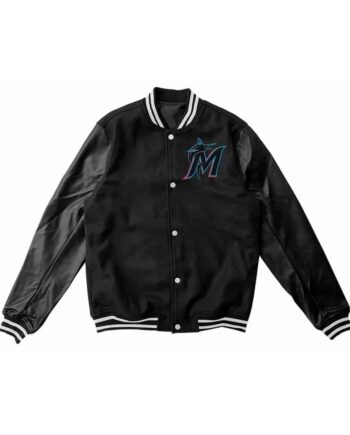 Varsity Miami Marlins Black Wool/Leather Jacket - Modajacket