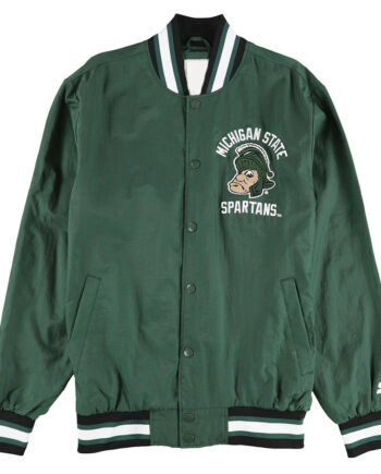 Michigan State Spartans Bomber Green Satin Jacket - Modajacket