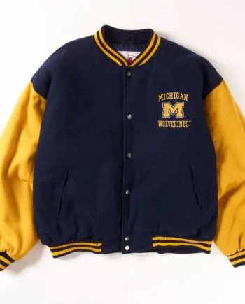 Michigan Wolverines Navy and Yellow Varsity Wool Jacket - Modajacket